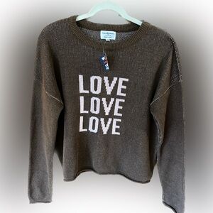 Town Pride NWT LOVE Pink & Brown Women’s Sweater Made In USA Sz XS One Of A Kind
